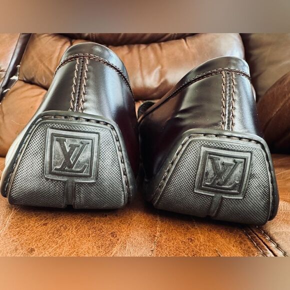 LOUIS VUITTON Men’s Loafer Burgundy Leather Sz 12 - Picture 9 of 14